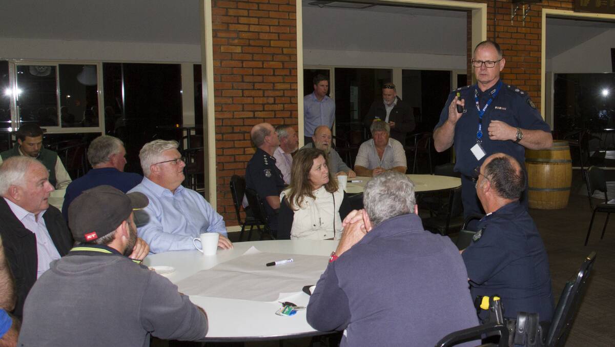SHARING IDEAS: Wimmera Superintendent Paul Margetts hears from about 40 people who attended a forum in Stawell to discuss a speed trial of 70 kilometre per hour on gravel roads. Picture: PETER PICKERING