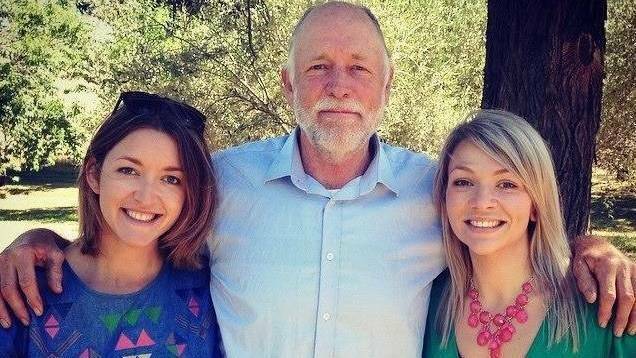 Mr May with his daughters Stephanie and Carla. Photo: contributed
