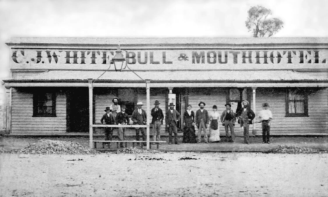 A piece of history: The original wooden Bull and Mouth Hotel photographed when Charles White held the lease (1880-1883). Picture: Horsham Historical Society