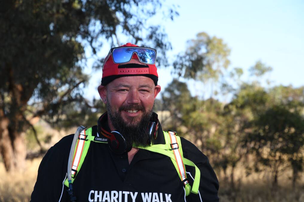 ADVOCATE: Alan Thorpe is all smiles despite walking for more than six days from Ballarat to Adelaide. He is raising funds and awareness for mental health. Picture: ALEX BLAIN