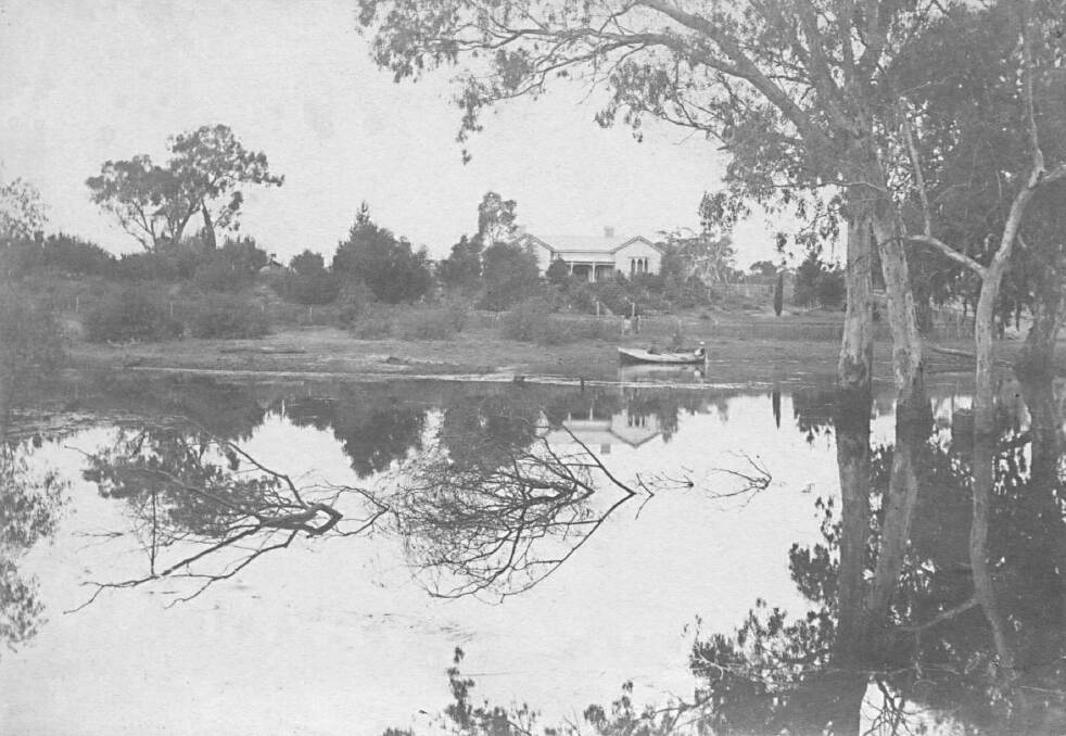 PEACEFUL: Clark's Riversdale Homestead, 99 Three Bridges Road, in 1887 (since demolished); Wimmera River in the foreground. Picture: HHS 099059 (c).