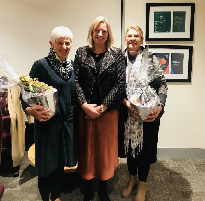 Farewell: Outgoing board directors Janette McCabe, Rural Northwest Health chairperson Julia Hausler, and outgoing board directors Carolyn Morcom. Picture: CONTRIBUTED