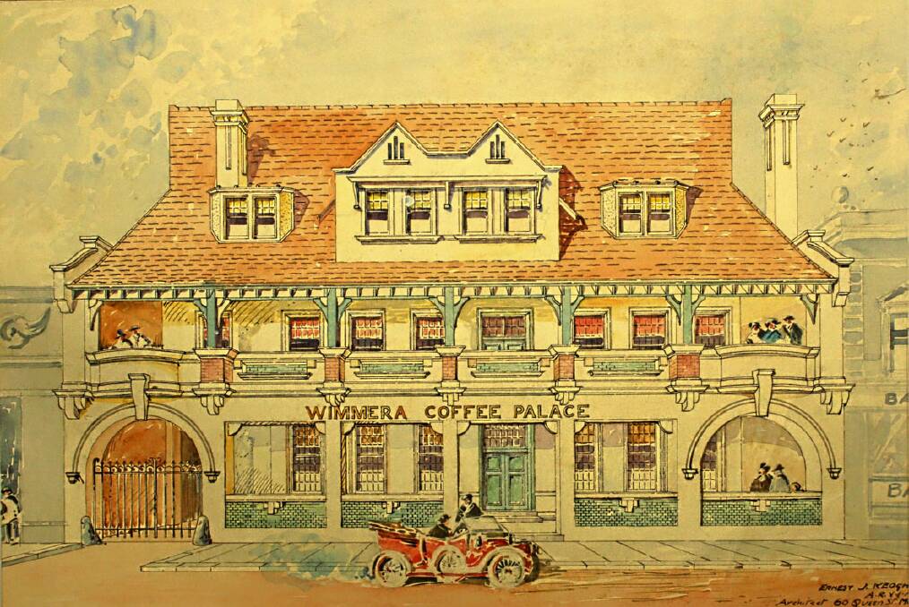 VISION: Architect's drawing of Wimmera Coffee Palace (later Locarno/Wilsons Hotel), 1917. Picture: HHS 000125.