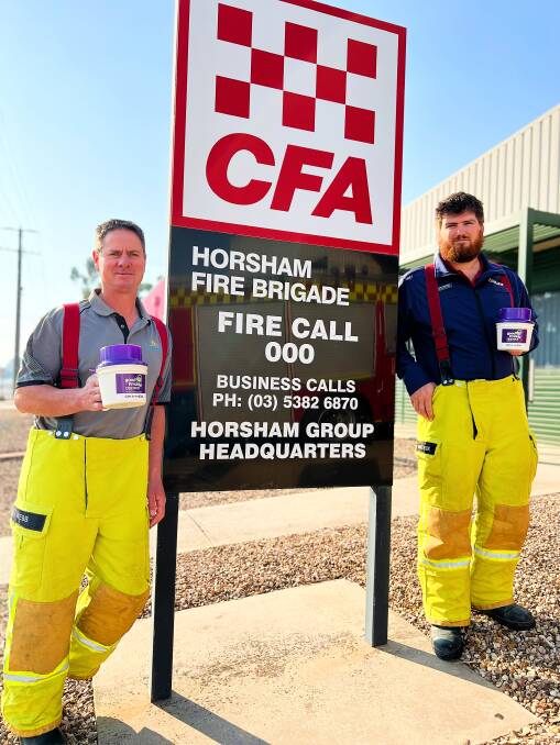 Horsham Fire Bridge's Tim Webb and Darcy Kilpatrick and a plethora of volunteers will collect money for the Good Friday Appeal. Picture by Ben Fraser