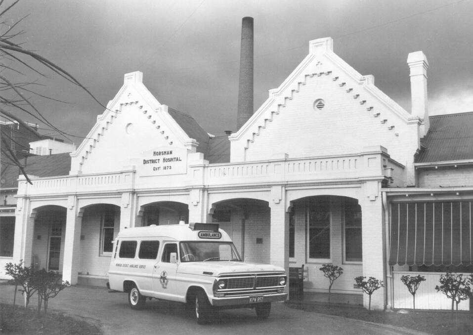 One of Horshams Ford F-100 ambulances in front of the old hospital, September 20, 1971. Picture by HHS (010102)