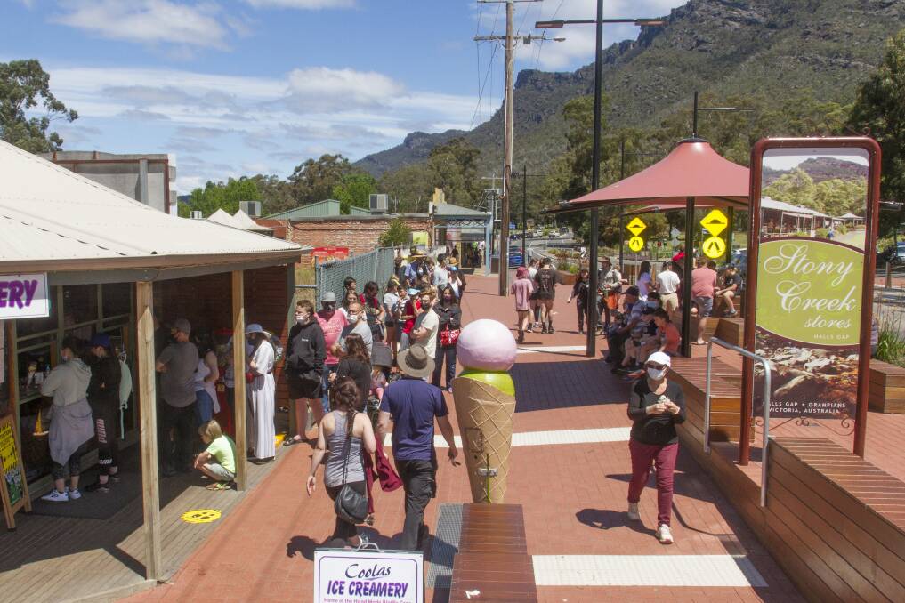Halls Gap is bustling and similar scenes are hoped for in the Wimmera as the South Australian border reopens in December. Picture: PETER PICKERING