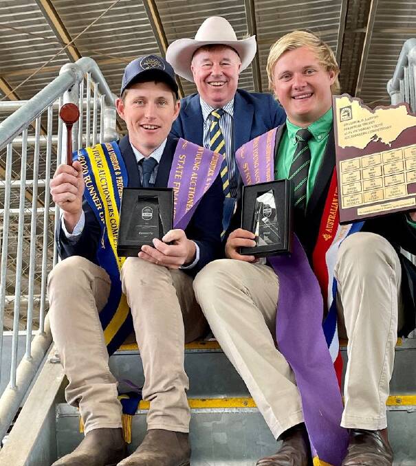 BEST IN THE BUSINESS: Victoria's 2020 ALPA Young Auctioneer Competition runner up Will Schilling, Australian Livestock & Property Agents chief executive Peter Baldwin and winner Jack Ginnane.