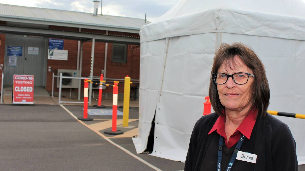 BREAKER BREAKER: WHCG COVID Testing Clinic manager Bernie Taylor in front of the temporary tent for truck drivers.
