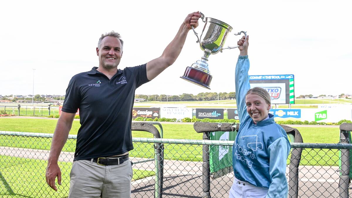 WINNERS: Andrew Bobbin and Tatum Bull after winning the Koroit Cup on January 10 at Warrnambool. Picture: ALICE MILES/RACING PHOTOS