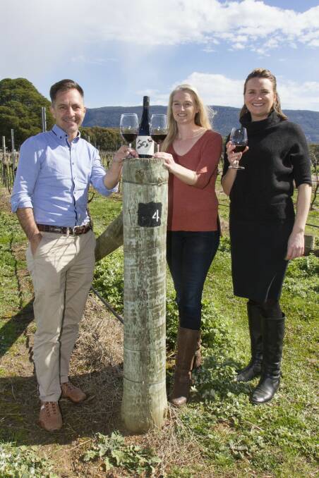 CHEERS: Grampians Tourism's Marc Sleeman and Amanda Cochrane with Fallen Giants owner Rebecca Drummond, centre, prepare for another successful Seriously Shiraz festival at the weekend. Picture: PETER PICKERING
