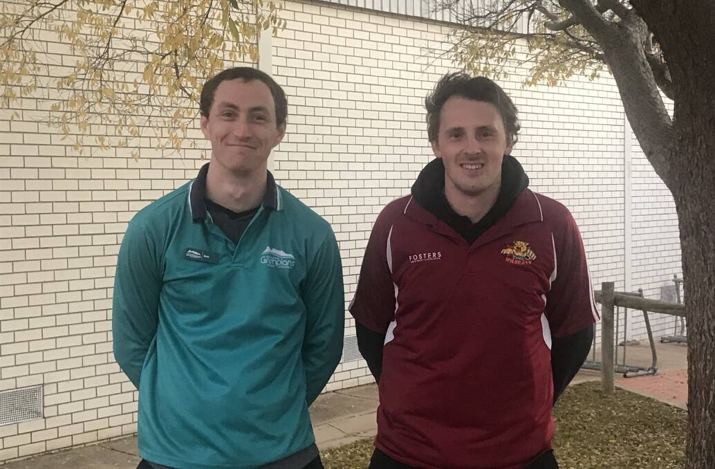EAGER: Northern Grampians Shire's sports program officer and former Wildcat Matt Bourke with fellow former player Aiden Marr are hoping to be on the court for the 2019-20 season. Picture: CASSANDRA LANGLEY
