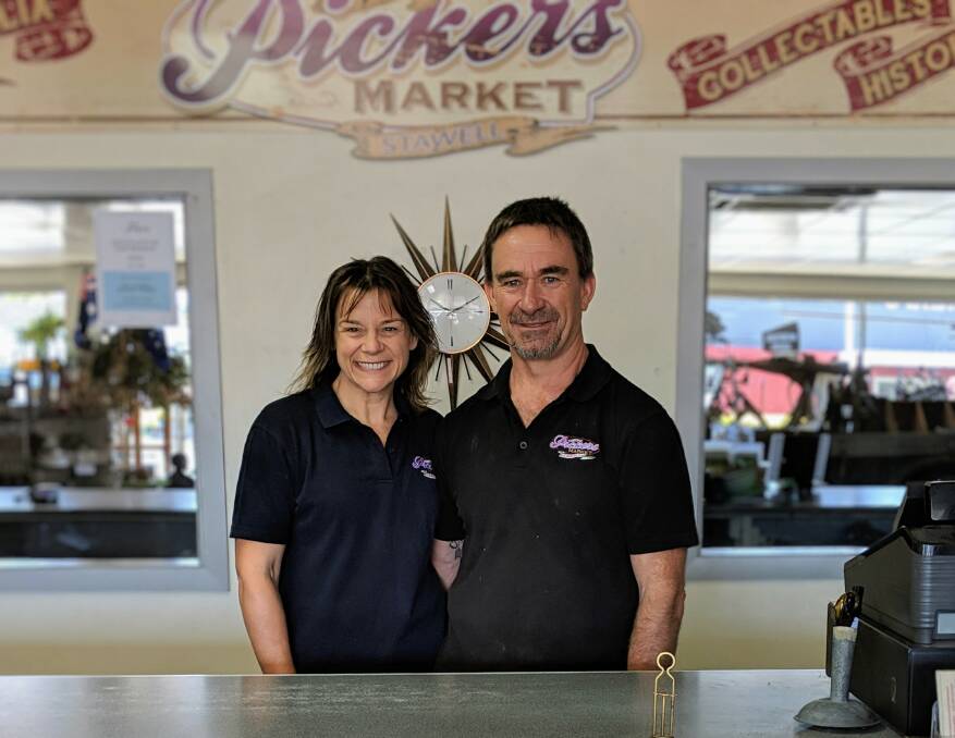 GOODBYE: Anthea and Peter Perry say farewell to the Pickers Market in Stawell. Picture: CONTRIBUTED