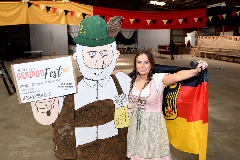 OOMPAH: Horsham's Sarah Hughes has her dirndl ready for the Horsham German Fest at the Maydale Pavilion at the Horsham showgrounds on Saturday. Picture: SAMANTHA CAMARRI