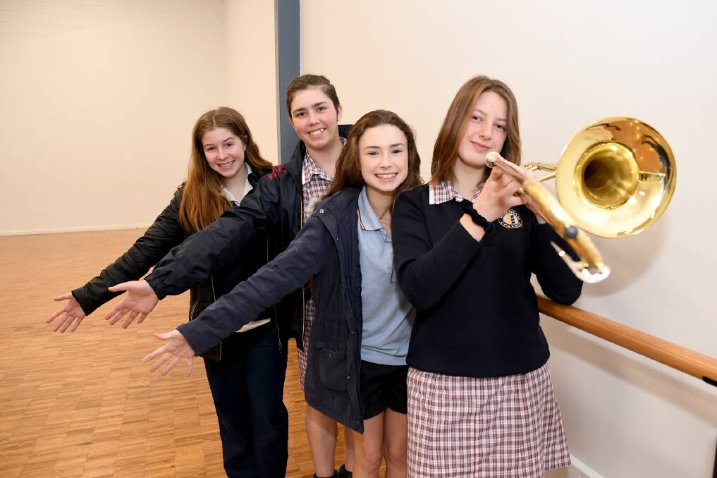 ON SHOW: Horsham College students Ruby Risson, Kristen Smith, Shae Garwood, and Emilee Jones-Pritchard are performing in the annual visual and performing arts showcase. Picture: SAMANTHA CAMARRI