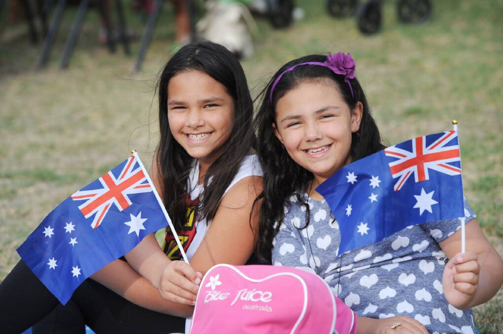 Amara Jagan and Nisha Jagan at Stawell's Australia Day ceremony at Cato Park.