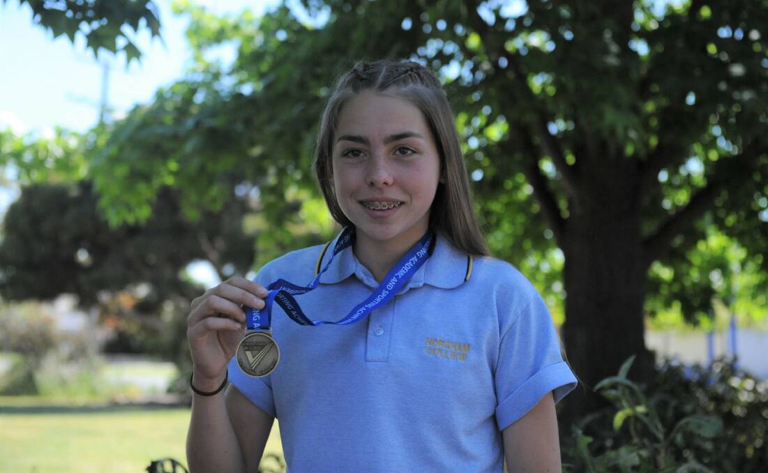 HIGH ACHIEVER: Horsham College student Ella Walsgott was recognised for her academic and sporting achievements at an assembly. Picture: DAINA OLIVER