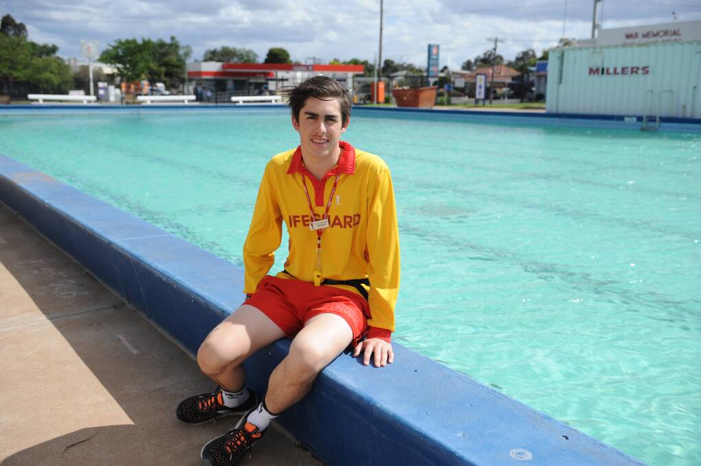 SUMMER IS COMING: Horsham Aquatic Centre lifeguard Jackson Walsgott at the outdoor pool in Horsham. Picture: DAINA OLIVER