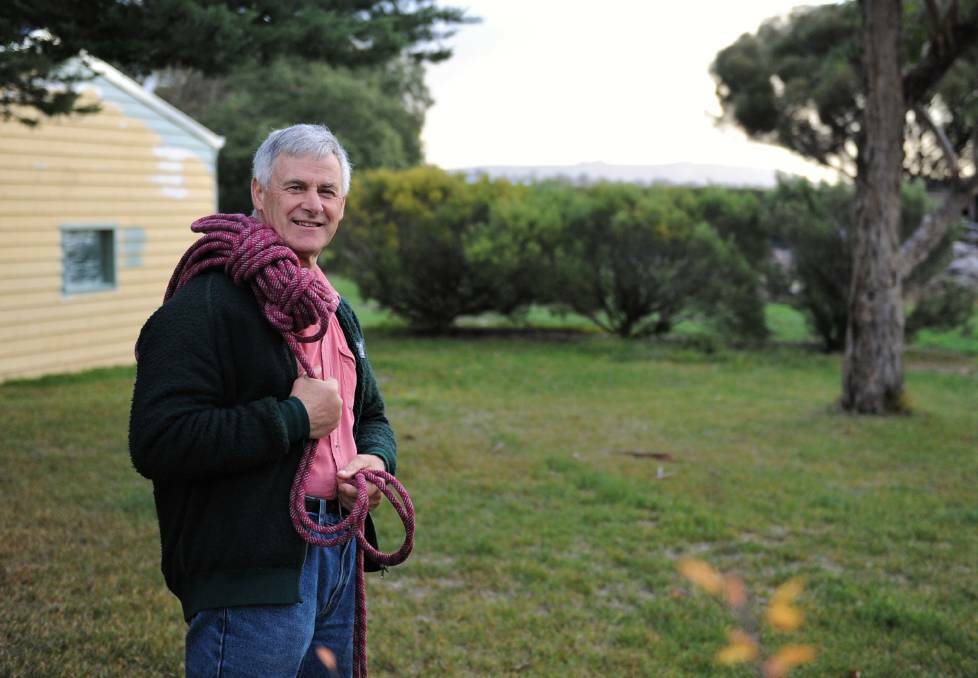 Keith Lockwood at his Natimuk home, with Mt Arapiles in the background. Picture: JADE BATE