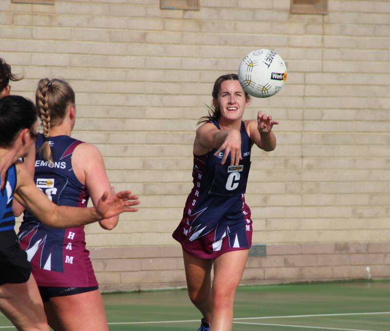POWERHOUSE: Horsham Demons Liv Jones passes the ball during the game against Minyip-Murtoa. She is hoping for a win when her team plays Horsham Saints in the grand final on Saturday. Picture: LACHLAN WILLIAMS