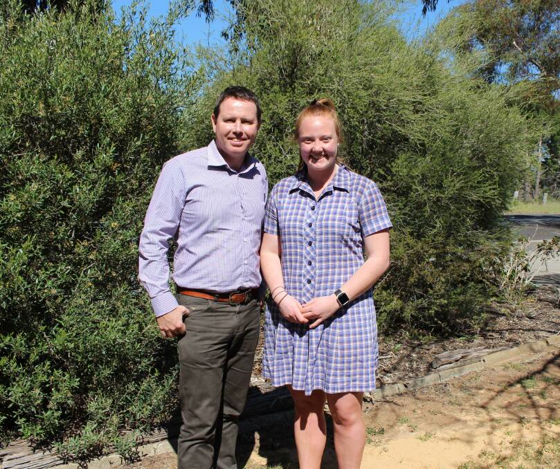 ACHIEVE: Federal member for Mallee Andrew Broad and Kaniva College and Mallee Excellence Award recipient Renae Feder. Picture: CONTRIBUTED
