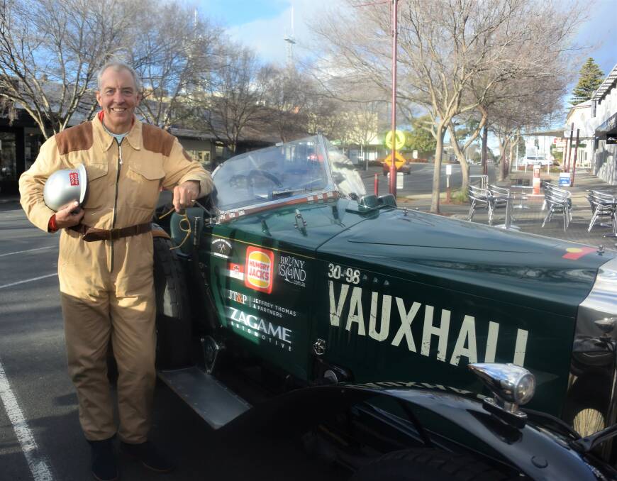 PIT STOP: Founder of the Cathy Freeman Foundation, Andrew Cannon, is driving his 1924 Vauxhall across Australia. Picture: DAINA OLIVER