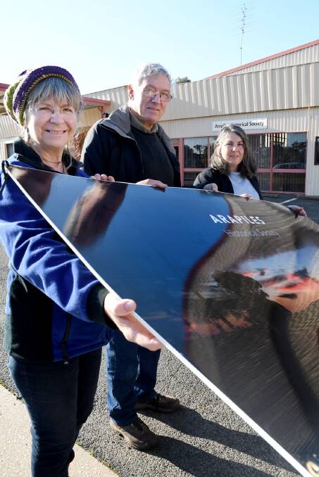 READY TO VOTE: Arapiles Historical Society's Brigitte Muir, Peter French and Jenny Elliott are thrilled that their plan to develop the Natimuk Centre of Local History was shortlisted for funding. Picture: SAMANTHA CAMARRI 