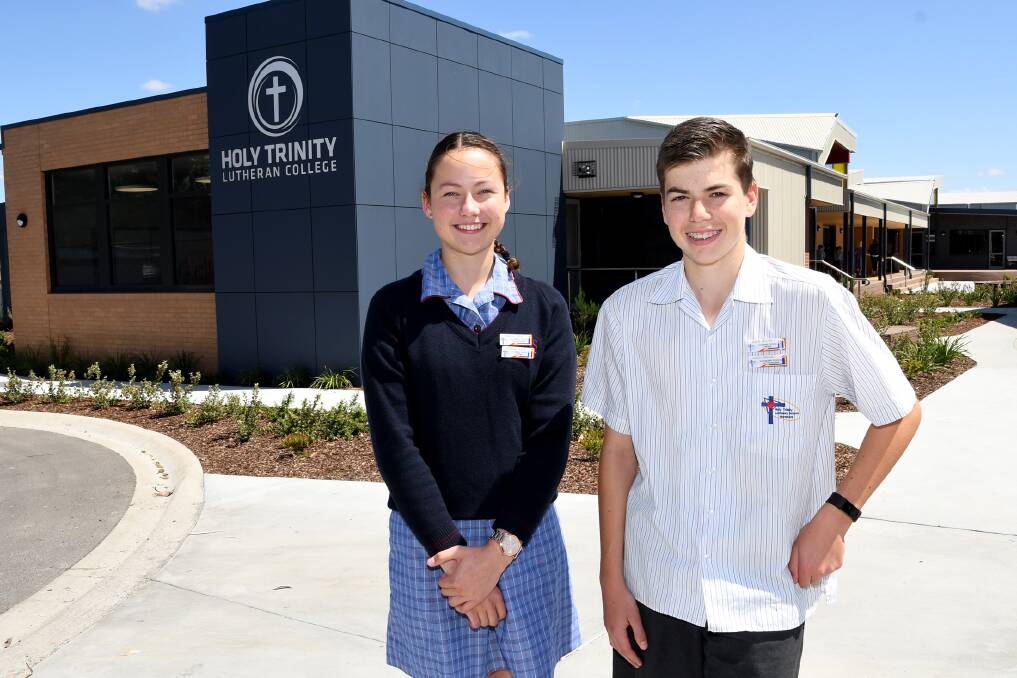 FUNDING: Holy Trinity Lutheran College school captains Isabella Nuske and Jason Reichelf excited for new facilities. Picture: SAMANTHA CAMARRI