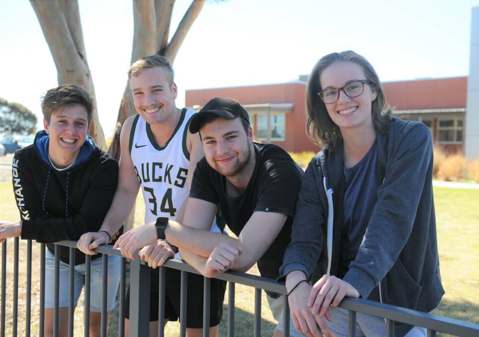 PREPARED: Horsham College year 12 students Reuben Macchia, Oscar Crosgrove, Harley Dickerson and Lucy Hobbs are some of the students who are taking their first exam today. Picture: DAINA OLIVER