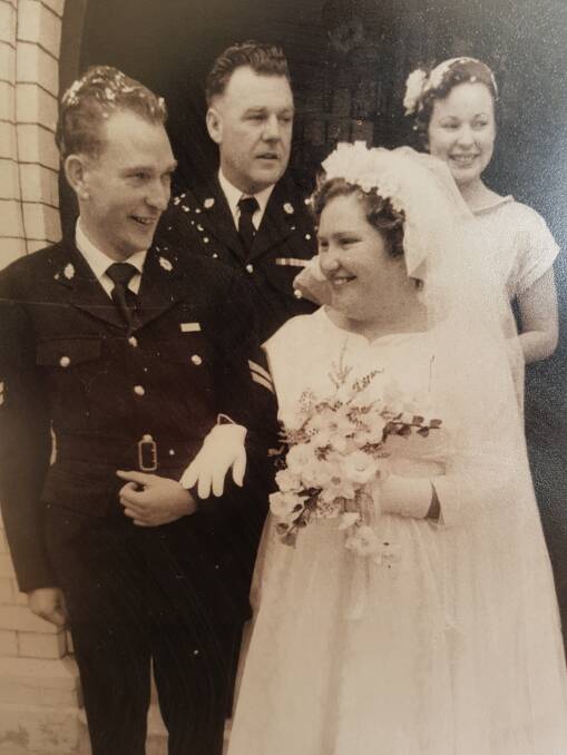 Ron and Tess Yeo on their wedding day in 1957. Picture: CONTRIBUTED.
