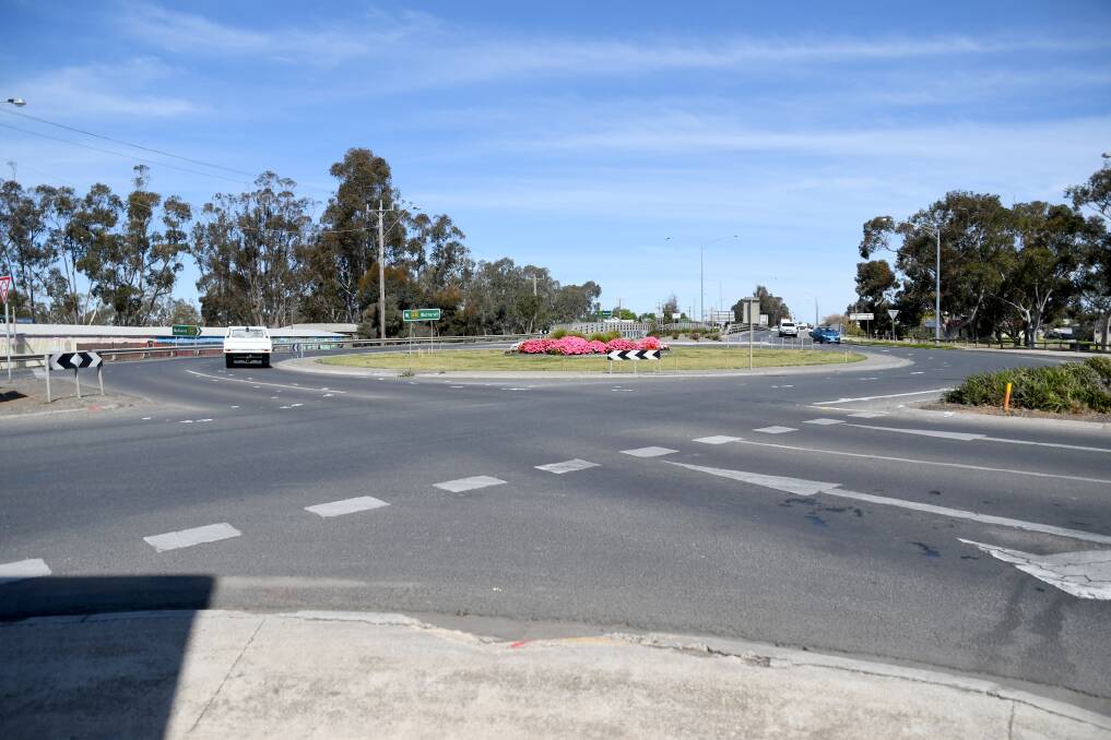 The roundabout linking O'Callaghan's Parade, Stawell Road and McPherson Street in Horsham.