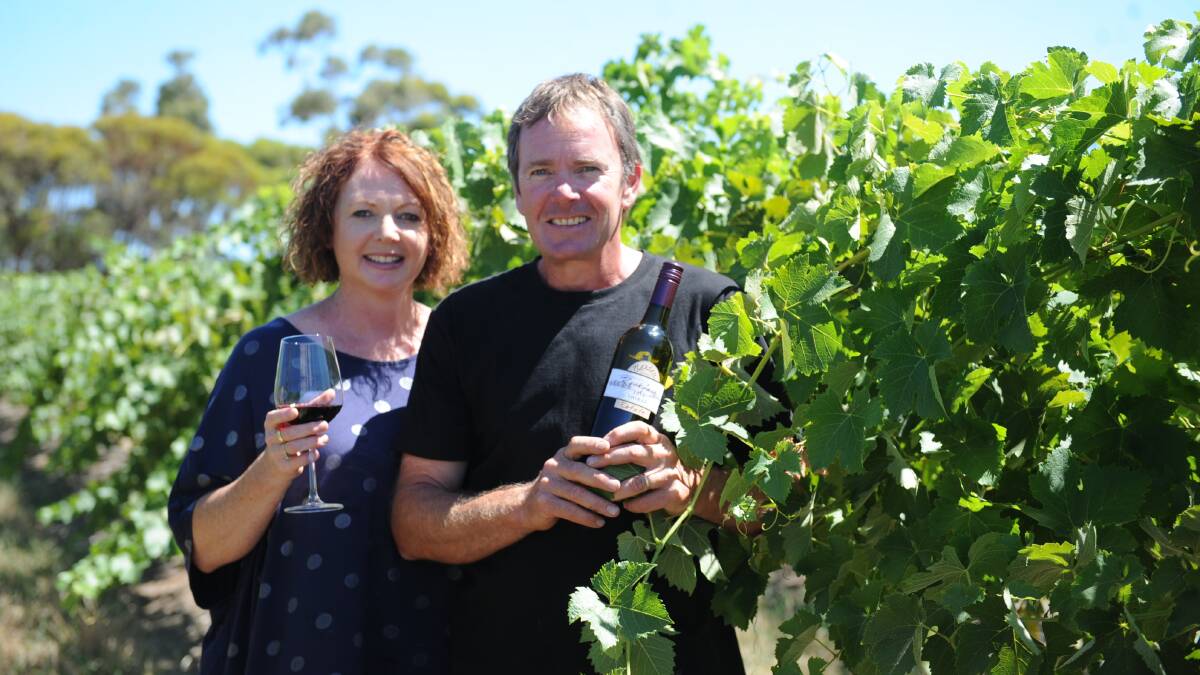 GREAT GRAPES: Norton Estate Wines owners Sam Spence and Chris Spence are expecting great grapes from the vines this year. Picture: DAINA OLIVER