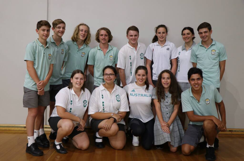 ASPIRING ATHLETES: Horsham's St Brigid's College students with Australian Olympic swimmer Belinda Hocking. Picture: CONTRIBUTED