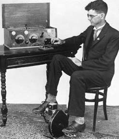 Alfred Hermann Traeger with his invention of the two way pedal wireless. He revolutionised the way people communicated, and helped with the evolution of the Royal Flying Doctors. 