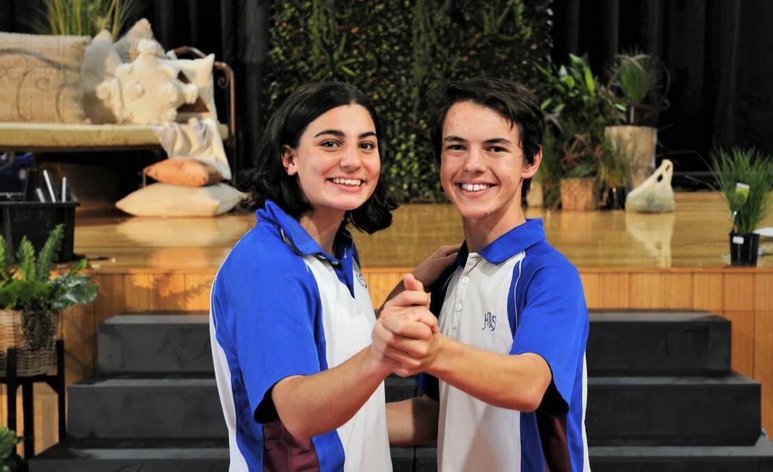 TAKE MY HAND: Holy Trinity Lutheran College school captains Oriana Panozzo and Josiah Mock prepare for the school's first ball. Picture: ELIJAH MACCHIA