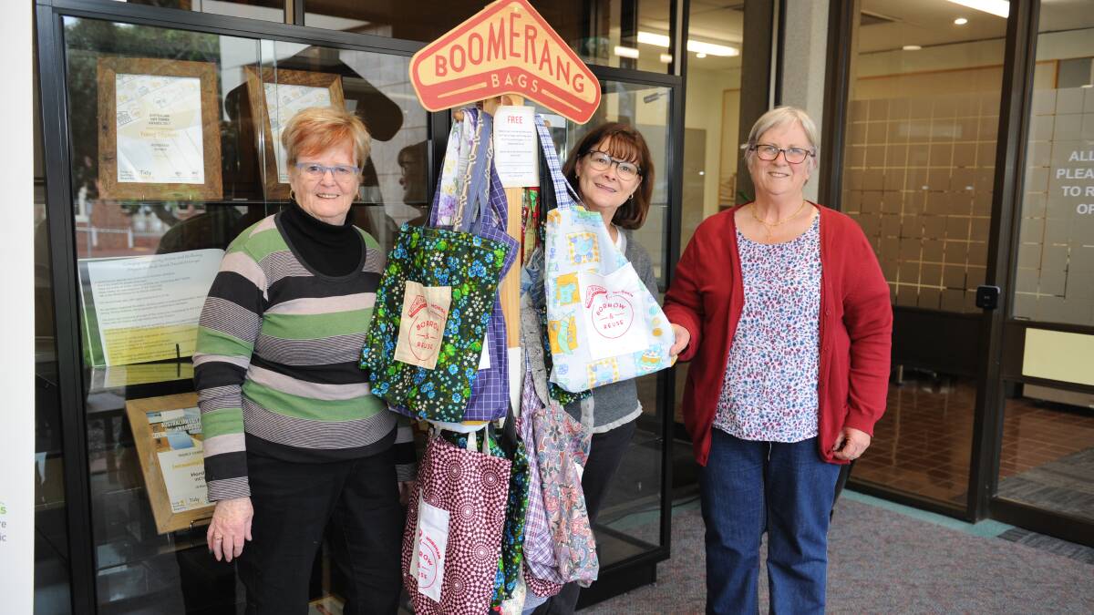 CRAFTY COMMUNITY: Faye Cheyne, Gillian Vanderwaal and Wendy Zordan at the October Boomerangs Bag sewing bee in Horsham last week. Picture: ELIZA BERLAGE