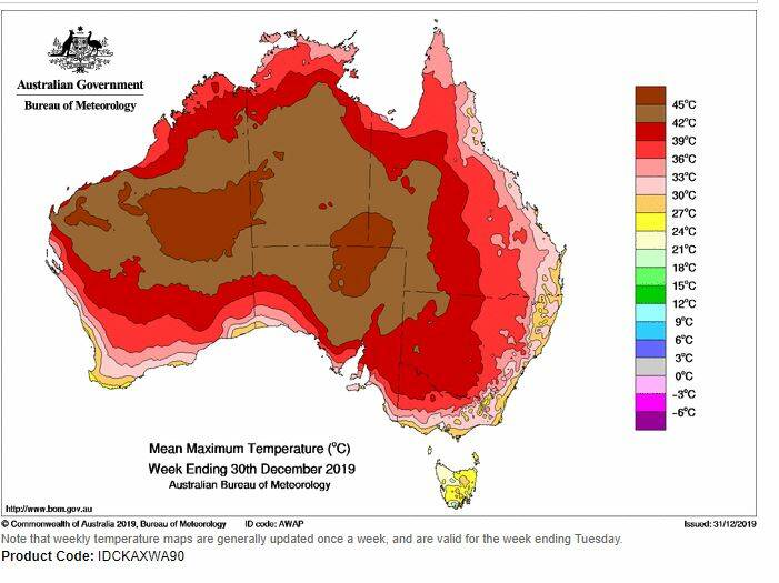 The weekly mean maximum temperature for Horsham in the week ending December 30 was 39 degrees. Picture: BOM
