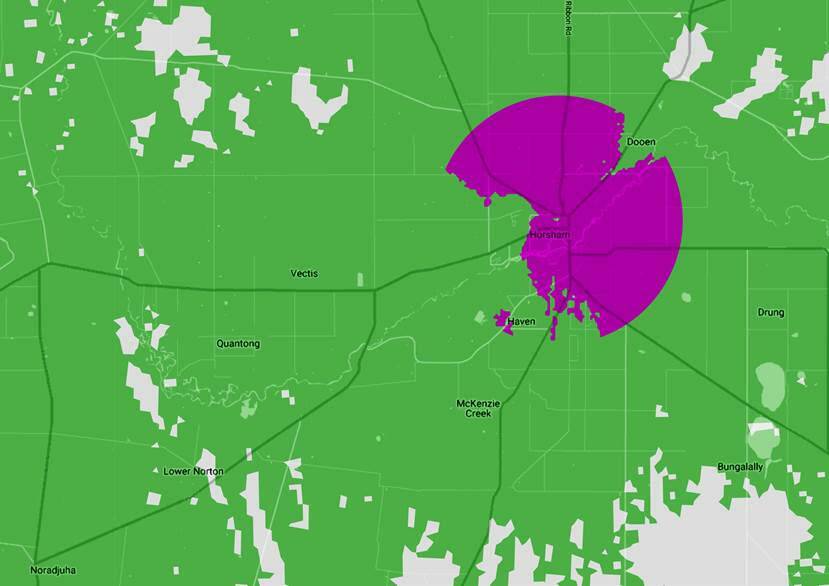 MOBILE UPGRADES: The green identifies existing 4G/4GX coverage while the purple is where areas of 5G coverage were at as of mid-February 2020. Source: TELSTRA