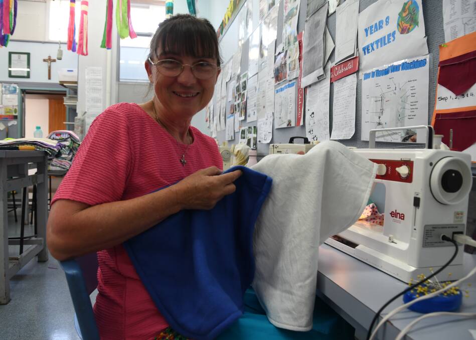 HELPING HAND: Jenny from Warracknabeal spent two days sewing pouches for wildlife. Picture: ELIZA BERLAGE