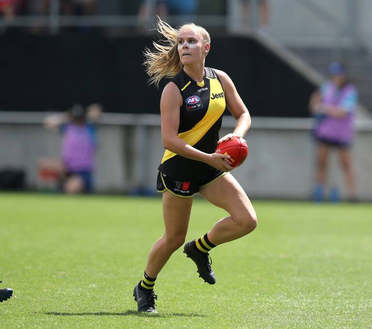 DREAM DAY: Ararat's Ella Wood made her AFLW debut for Richmond Tigers on Sunday. PICTURE: Wayne Ludbey