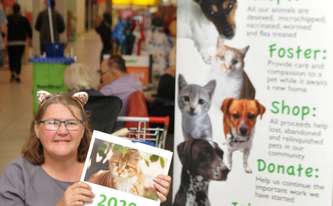 GIVE GENEROUSLY: Horsham PAWS committee member Vicki Johnstone selling 2020 calendars at Horsham Plaza on Tuesday to raise money for the organisation as it works through kitten season. Picture: ELIZA BERLAGE