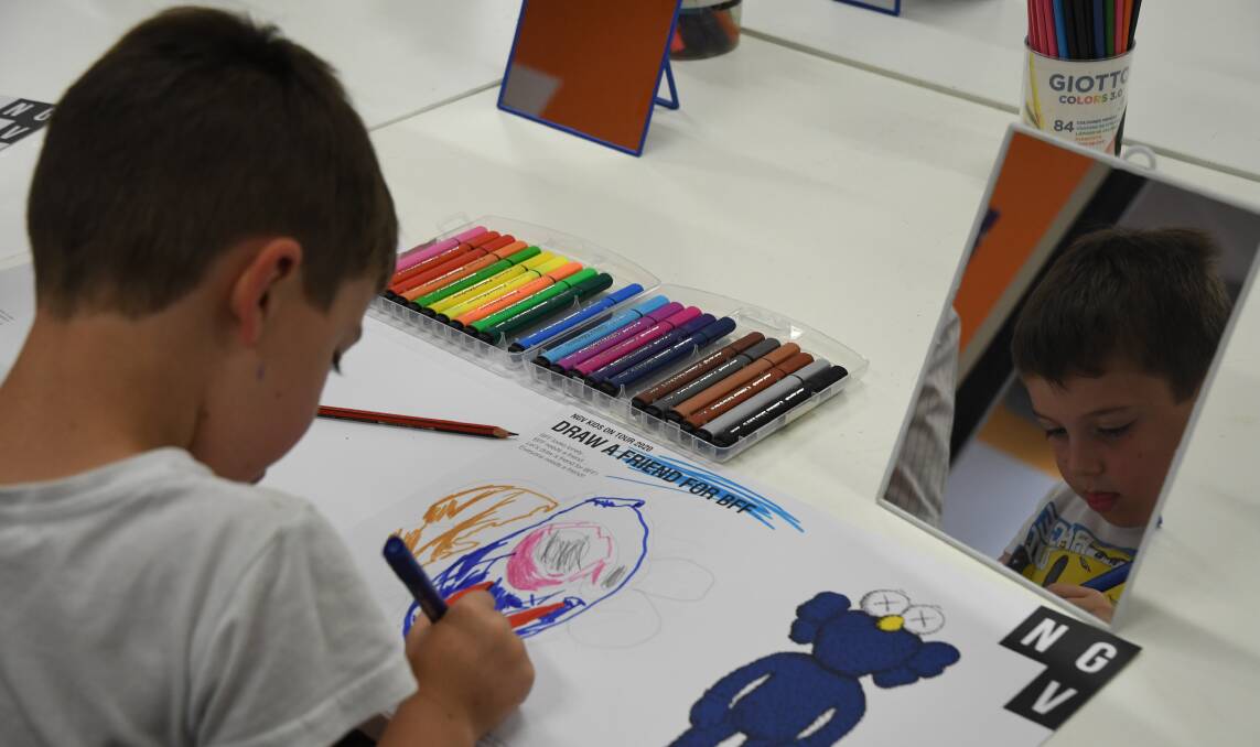 ART SMART: Six-year-old William Starks of Horsham put his drawing skills to work on Tuesday. Picture: ELIZA BERLAGE