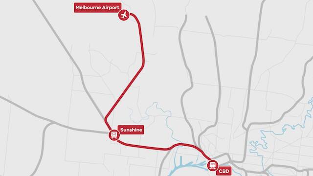 The state government's proposed Airport Rail Link route. 