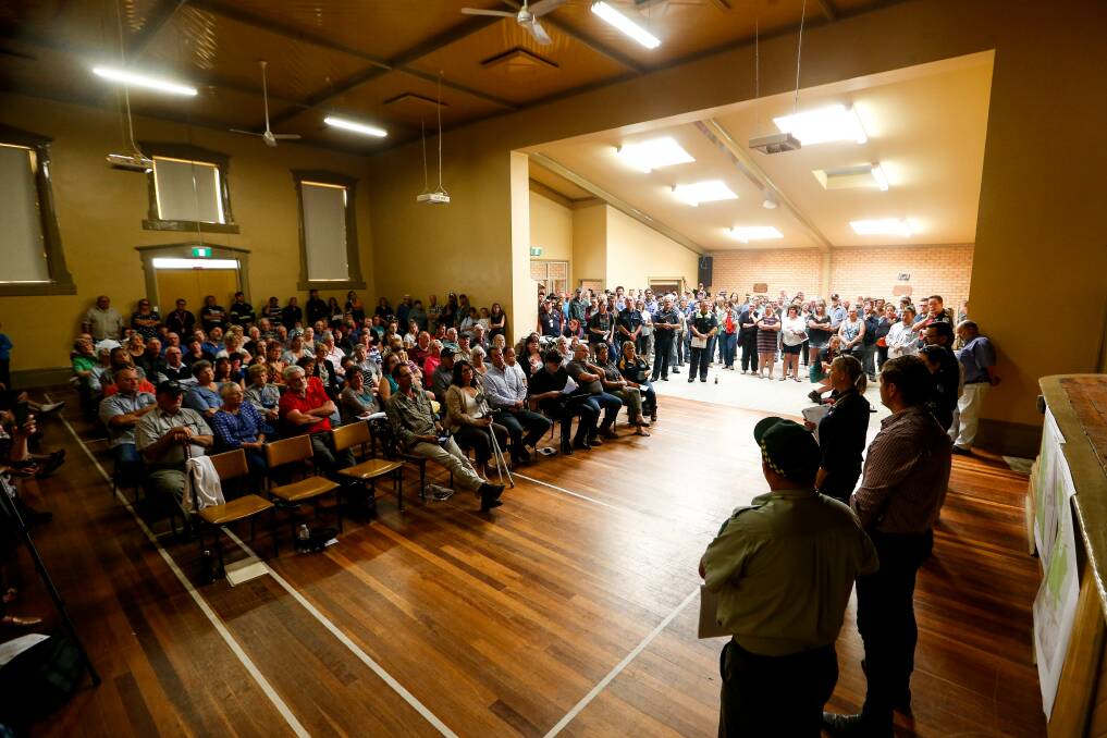The public meeting in Macarthur about the fire at Budj Bim National Park. Picture: Anthony Brady