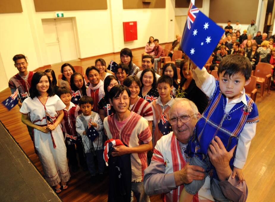 Hindmarsh Shire councillor Rob Gersch welcomes new citizens to Nhill in 2013.