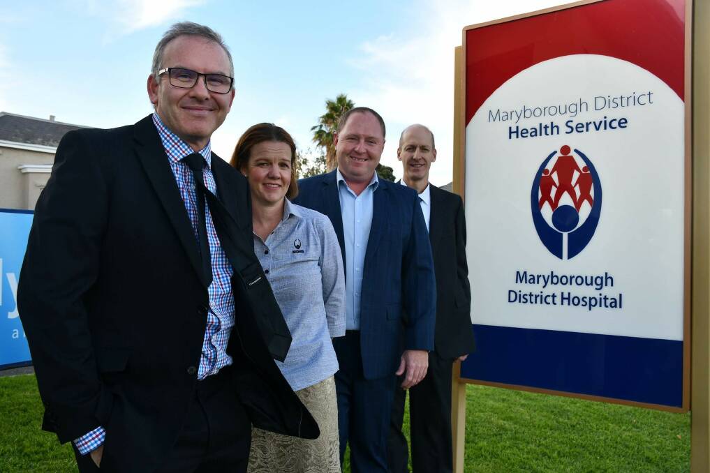 Ballarat Regional Integrated Cancer Centre operations director Steve Medwell, Maryborough District Health Service clinical services director Nickola Allan, Maryborough District Health Service chief executive Terry Welch, and Ballarat Health Services medical oncology clinical director Stephen Brown. Picture: MARYBOROUGH DISTRICT ADVERTISER