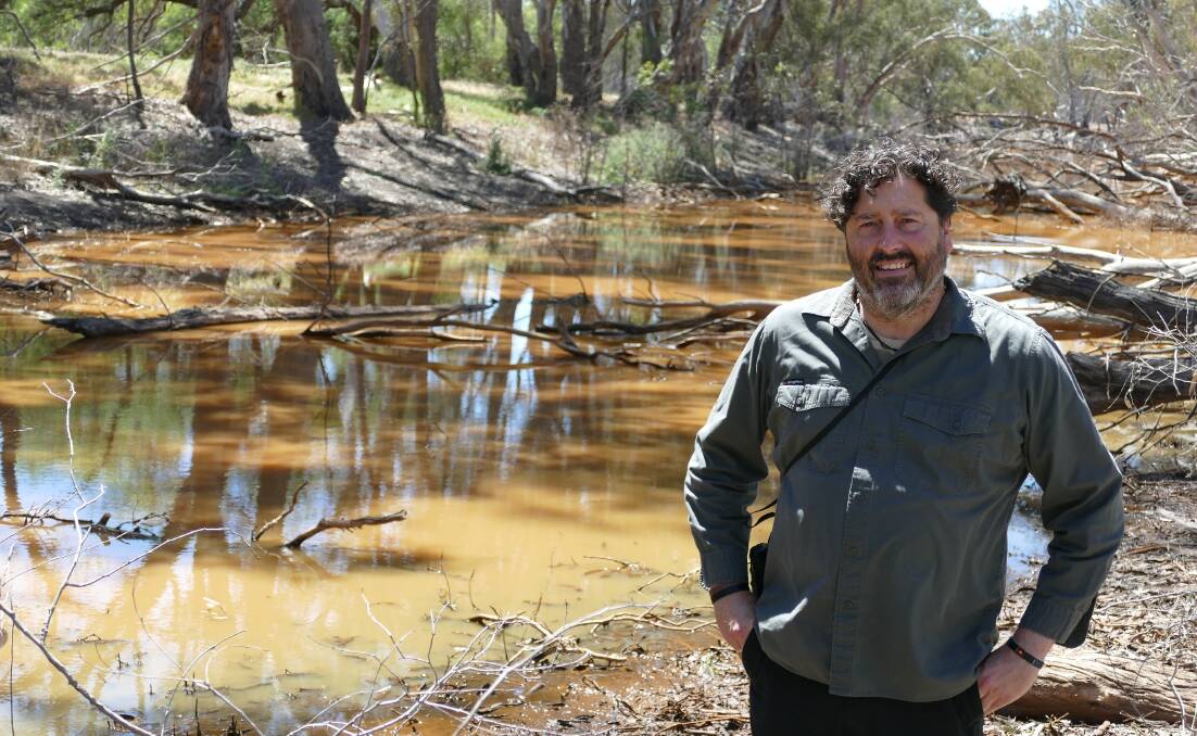 Stuart Harradine at The Ranch Billabong in Dimboola, a significant cultural site for Wotjobaluk people. An environmental watering project for the site will aim to restore plants and improve water quality.