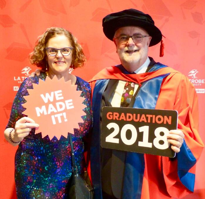 Warracknabeal's John Aitken and his wife Marie at Dr Aitken's graduation this month. Picture: CONTRIBUTED