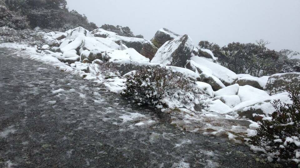 Snow lines the rocks at Mt William a few years ago.
