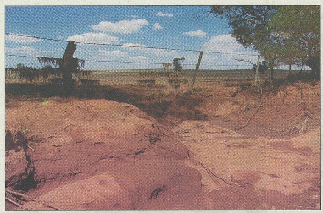WATER EROSION: Damage to a roadside verge near Gepperts Gate on the Dimboola-Rainbow Road between Rainbow and Jeparit. 