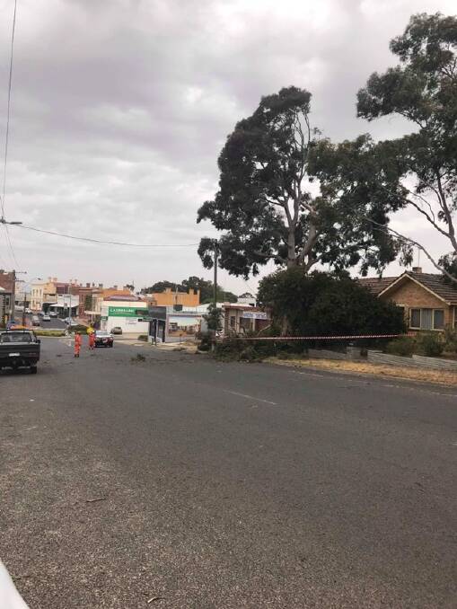 WILD WINDS: Tree branch down and across the upper part of Main Street at Stawell. Picture: Contributed.